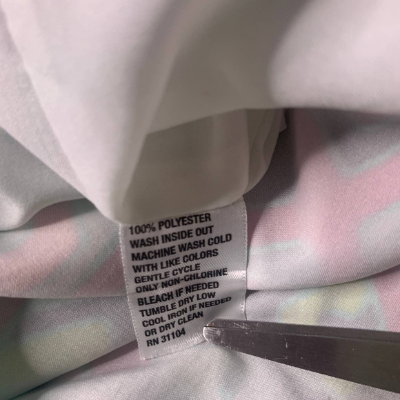 Crown & Ivy Womens Dress Size 4P Green Pink Geometric Kimono Sleeves Shift Work - Picture 10 of 11